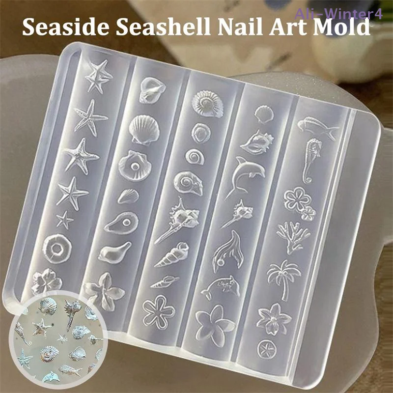 

【Winter4】Summer Sea Shell Theme Silicone Mold For 3D Carving Nail Art Mold DIY Manicure Resin Craft Making Mold Solft Mold