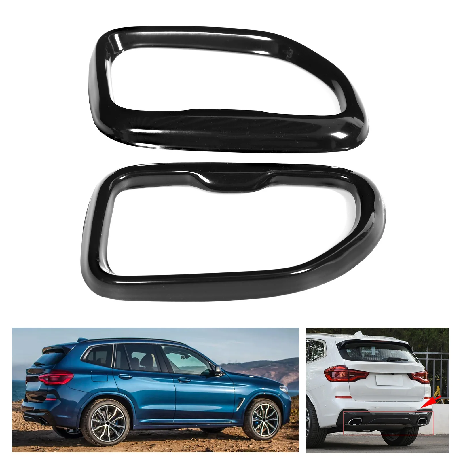 2 peças tampa do tubo de escape traseiro (aço inoxidável, preto brilhante, adequado para x3 m40i 2018-2021)-peça externa automática durável