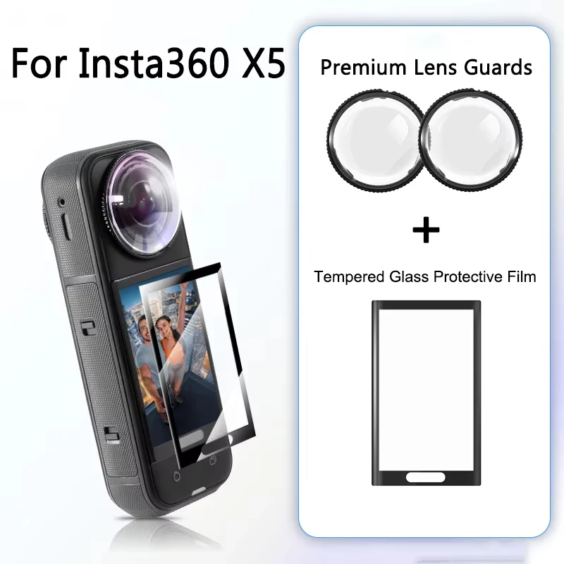 Für Insta360 X5 Premium Objektivschutz + Glasschutzfolie Optische Glaslinsenschutzabdeckung für Insta360 X5 Zubehör