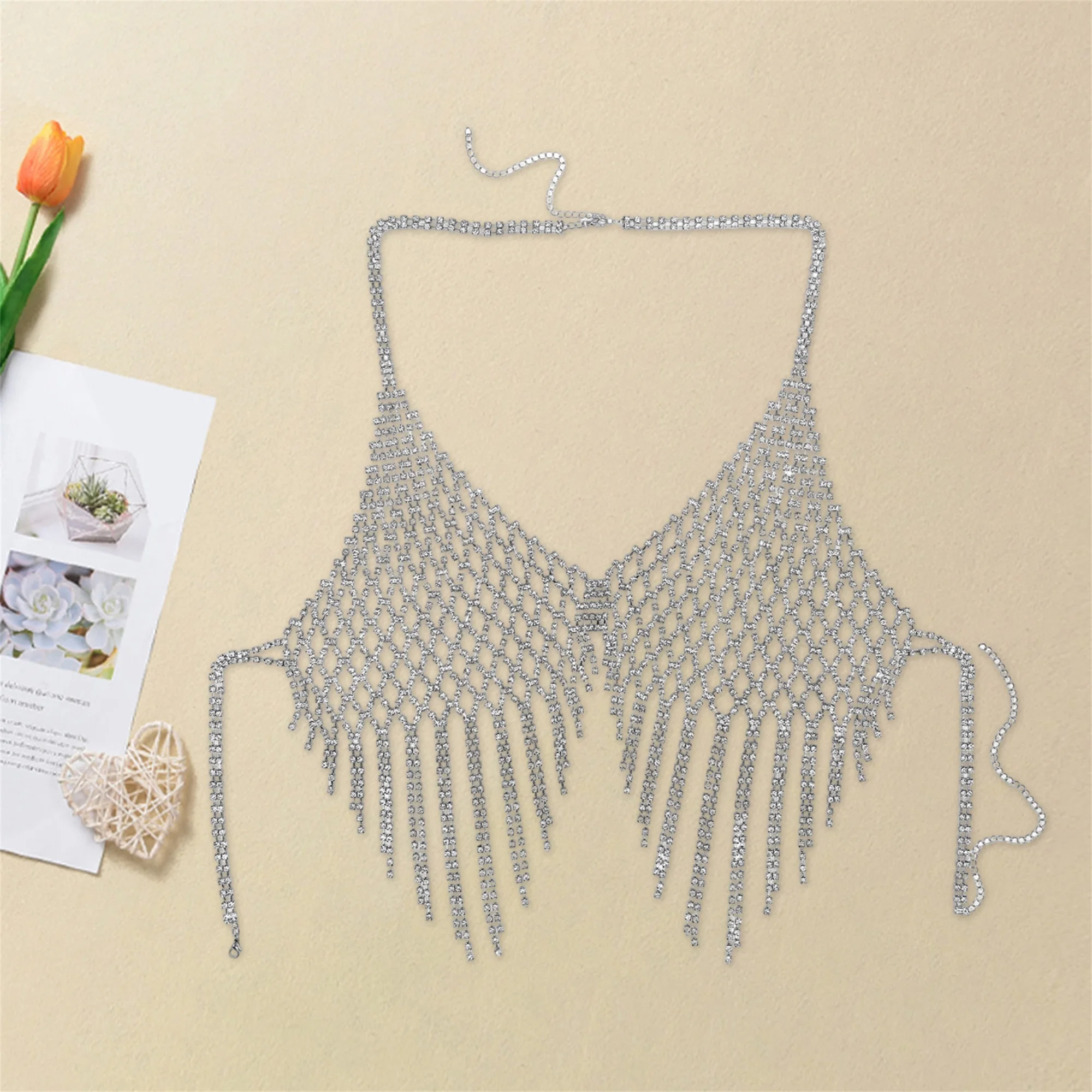 Luxurious Crystal Shoulder Necklace for Women Stylish Statement Body Chain Exquisite Jewelry Accessory