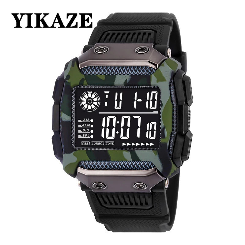 YIKAZE Sports Watch for man high-end luxury men watch Outdoor Military Sport LED Digital Wrist Watches Waterproof Fitness Clock