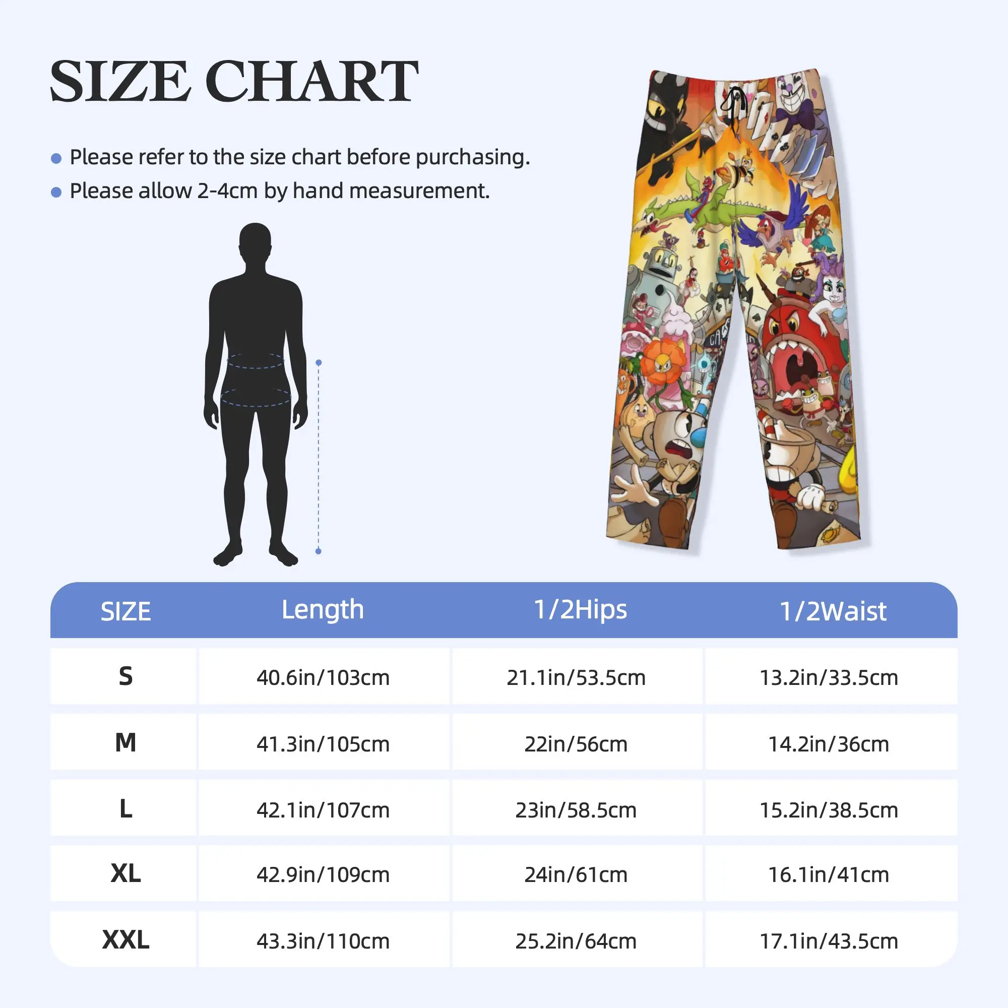 Custom Cupheads Pajama Pants for Men Shooting Game Lounge Sleep Drawstring Sleepwear Bottoms with Pockets view 5