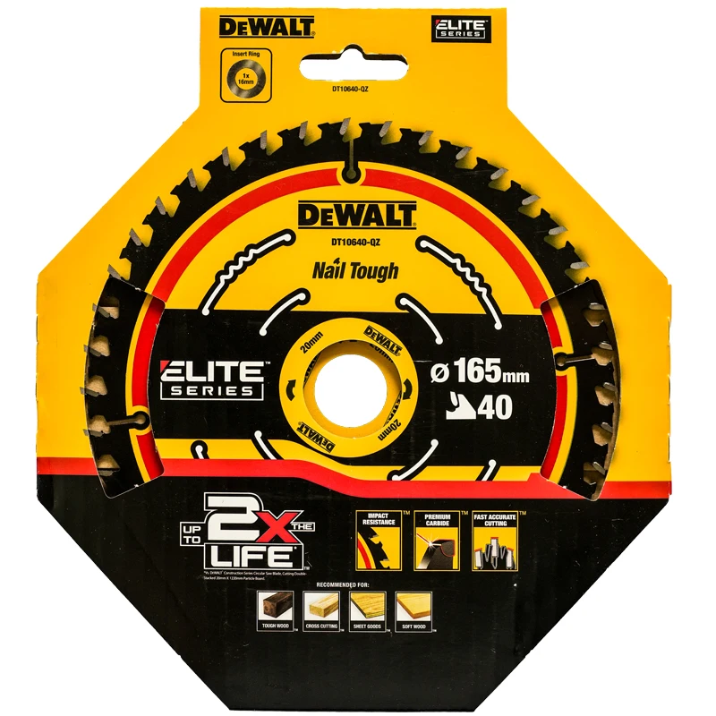 DEWALT DT10640 Circular Saw Blad 2X 165MM*20MM*40T Multifunctional Resistant Carbide Quick Smooth Cutting Disc Tool Accessories