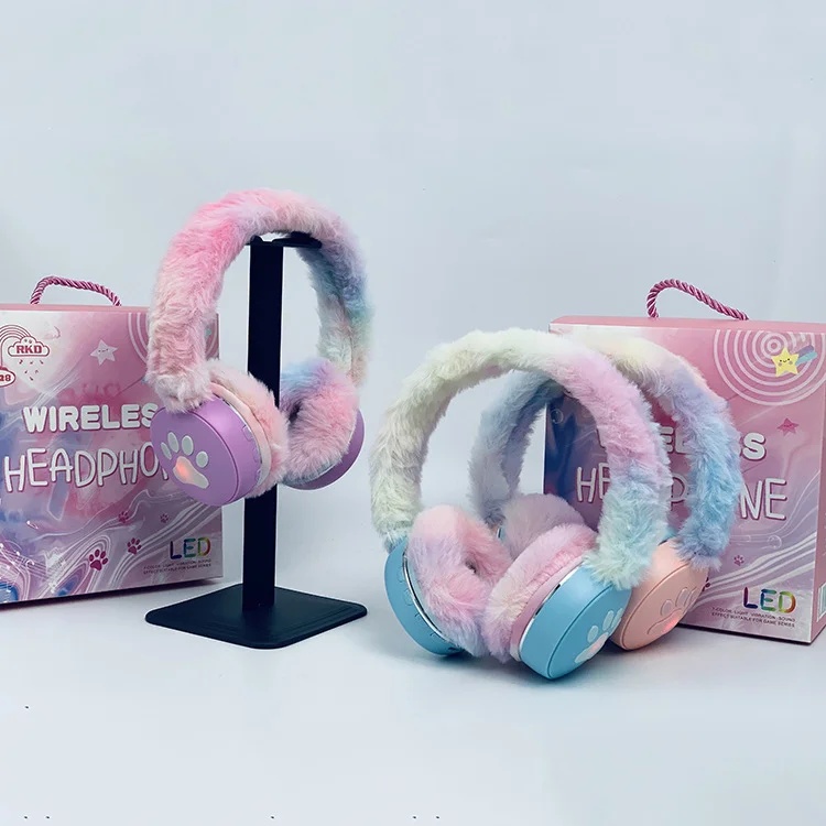 

Cute Plush Ear Warmers Bluetooth Headset Cartoon LED Light with Mic Winter Warmth Fashionable Gift for Girls Christmas Birthday