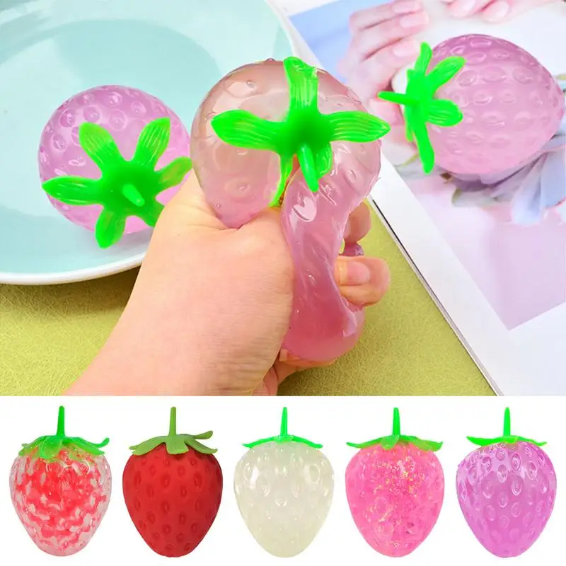 Squeeze Color Changing Strawberry Toy Hand-pinching Antistress Funny Reduce Pressure Strawberry For Easter Basket Stuffers