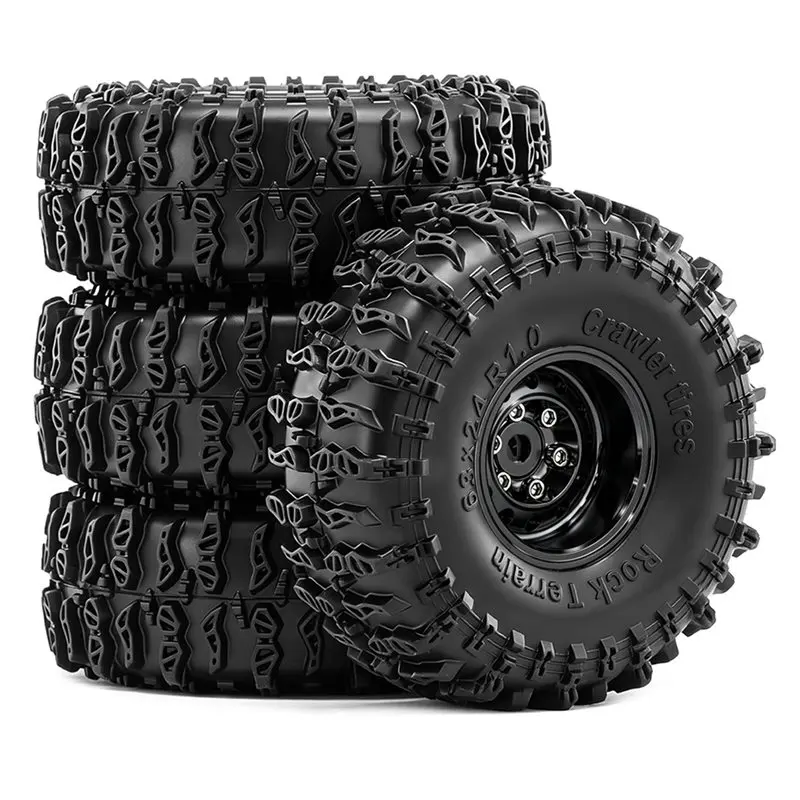 WOWFU-1.0 Inch Beadlock Wheel And Rubber Tires For 1/18 Traxxas TRX4M 1/24 Axial SCX24 AX24 FCX24 RC Cralwer