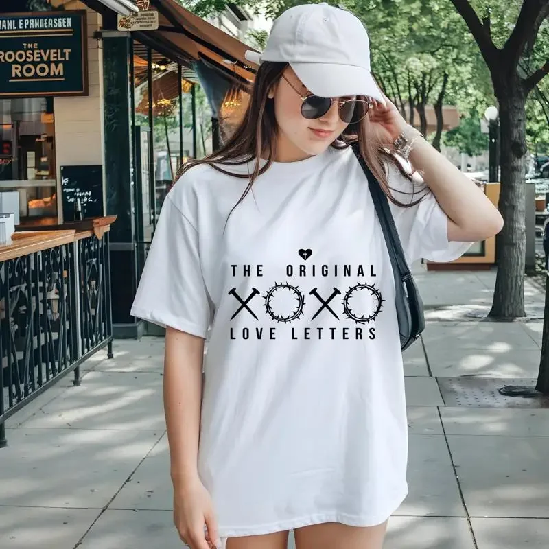 Xoxo оригинальная футболка с любовными буквами для романтических пар, подарок на день Святого Валентина, милая одежда с сообщением, юбилей
