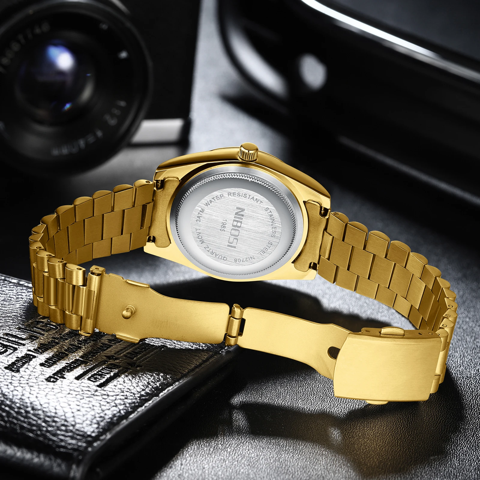 NIBOSI Men Watches Top Brand Luxury Diamond Wristwatch Day Date Miyota Quartz Watch Men Waterproof Steel Male Clock Reloj Hombre