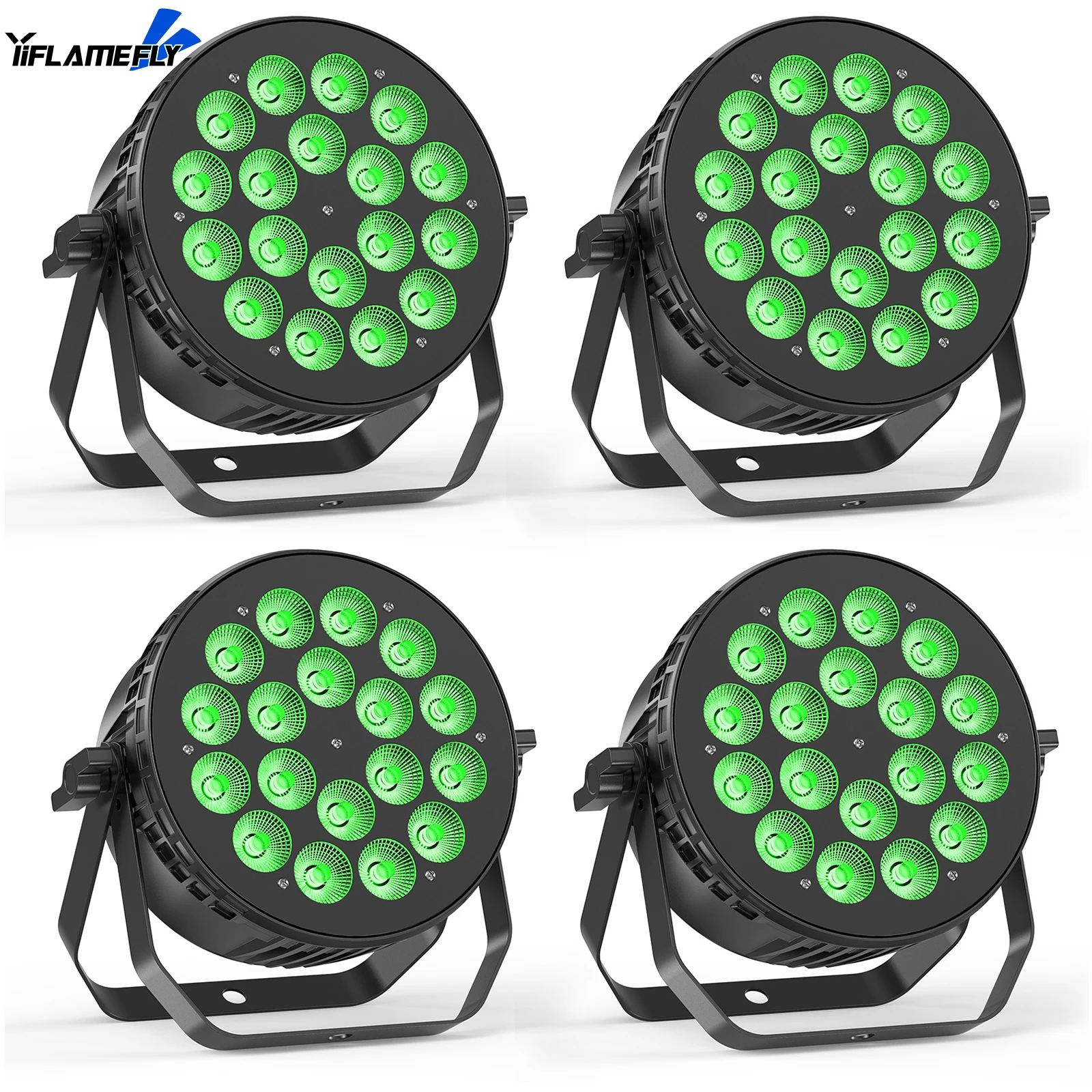 

Yiflamefly 4 Pcs 18X8W RGBW LED Stage Par Light with DMX512 Sound Activated AUTO Master-slave Mode for Wedding Stage Performance