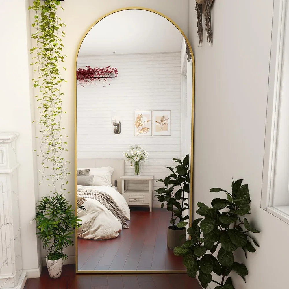 71"x28" Arch Full Length Mirror, Wall Mirror Floor Stand Hanging or Leaning, Aluminum Alloy Frame Full Body Mirror  Bedroom