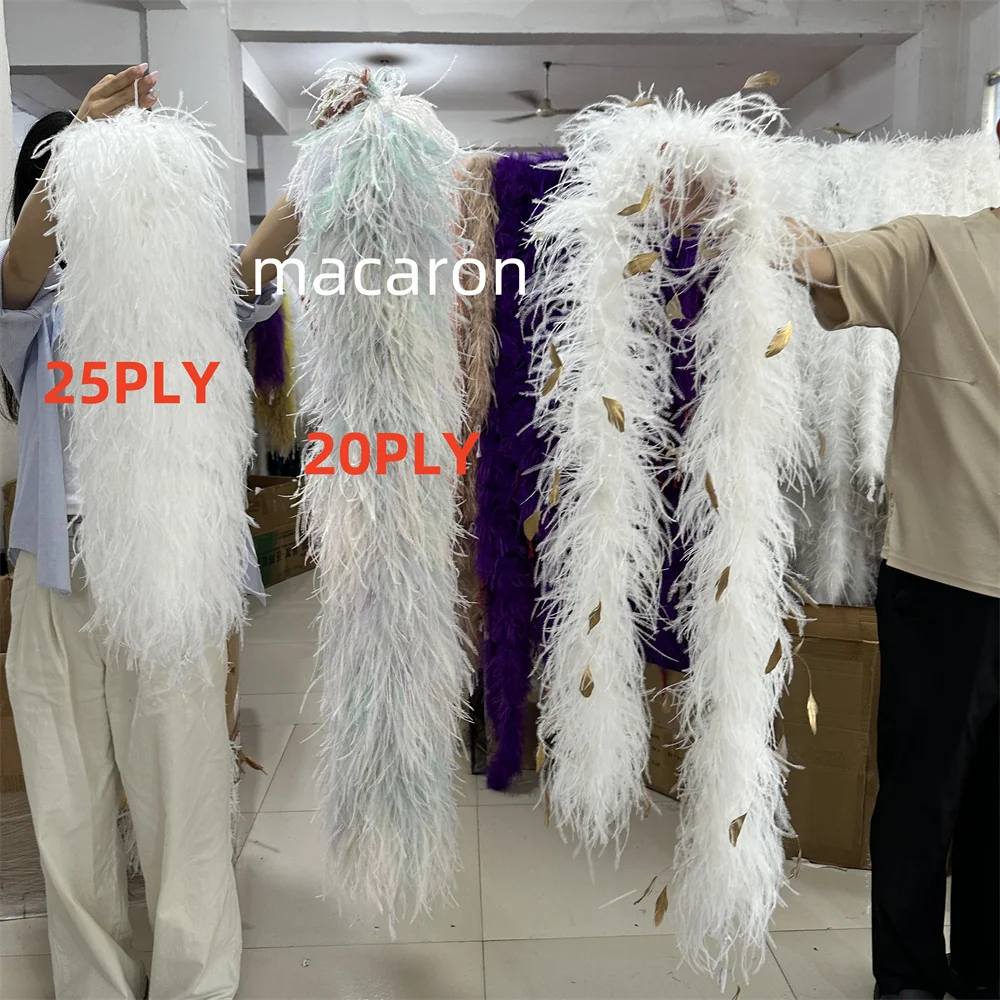 

25PLY Super-thick White Ostrich Feather Boa Fluffy Shawl Scarf Decorate Ribbon Boa Hancock Cosplay Costume Macabon Plumes Decor