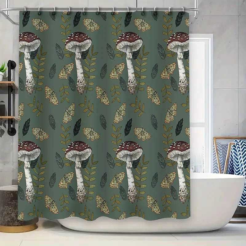 

Mushroom Forest Shower Curtain Woodland Nature Backdrop Cottagecore Home Decor Bathroom Set Vintage Rustic Wall Tapestry