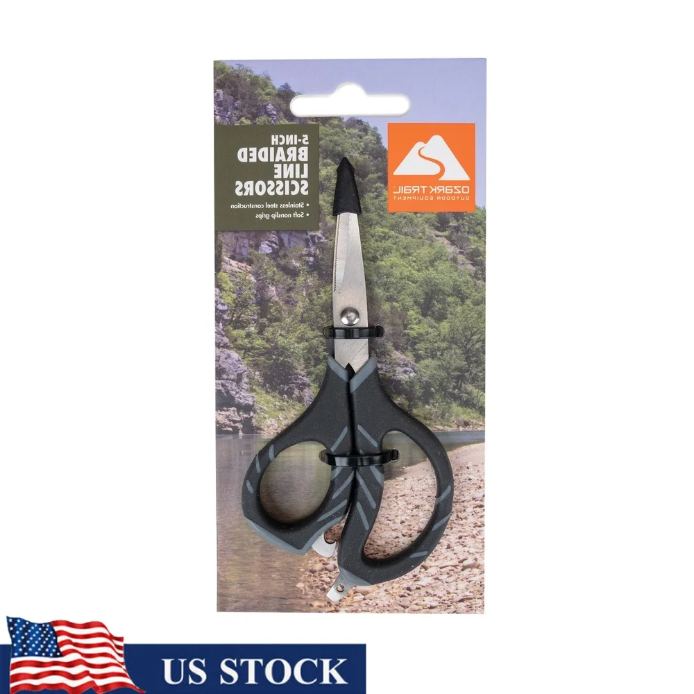 Braided Fishing Line Scissors Stainless Steel Soft Grip Multi-Function Tools Built-In Bottle Opener Screwdriver Ergonomic Design