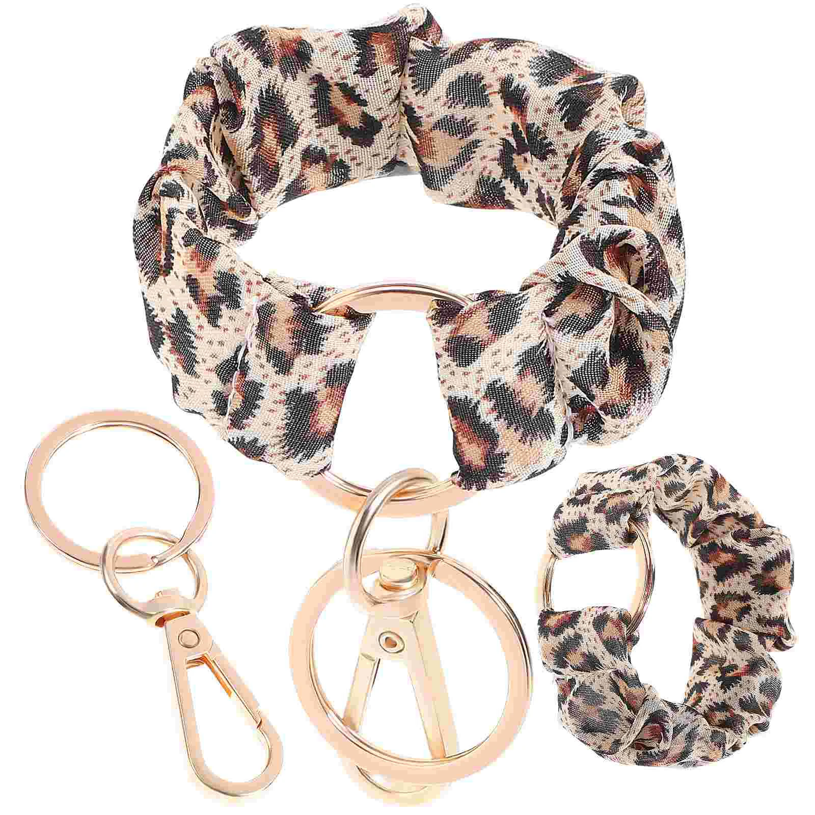 

2 Pcs Large Intestine Hair Band Women's Ties Hanging Key Chain for Ring Keychain Wristlet Metal