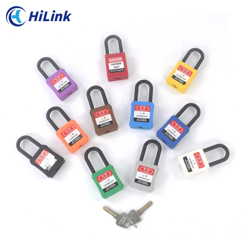 LOTO Manufacturer For Industrial Equipment Lockout Tool,Different Colors Custom 38mm Plastic Shackle Safety Padlock