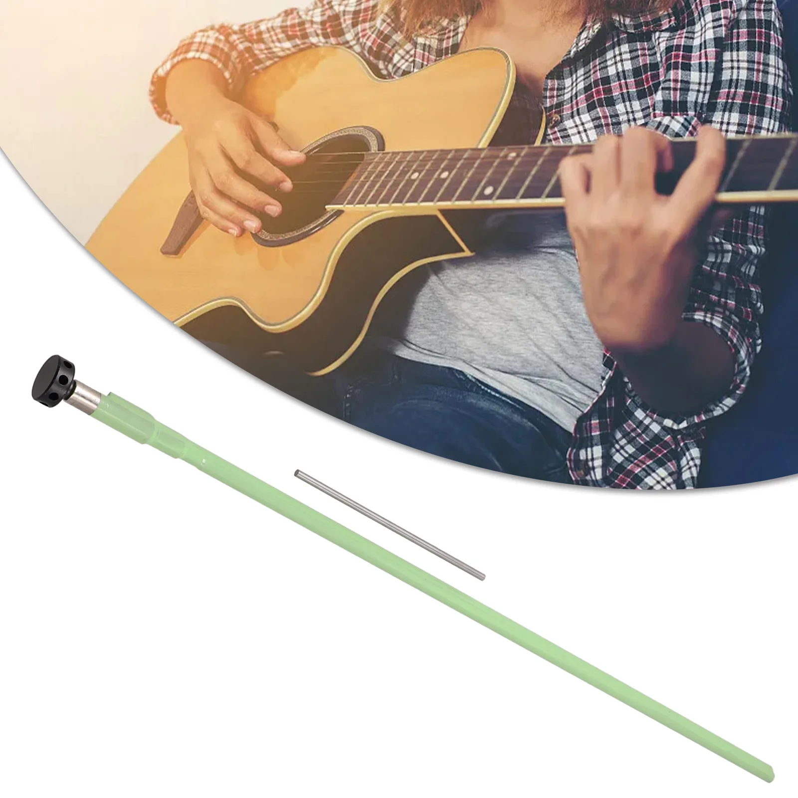 Guitar Neck Stabilizing System for Adjustment of Length of Four Hundred Twenty mm in Stylish Green Color Includes a Tool