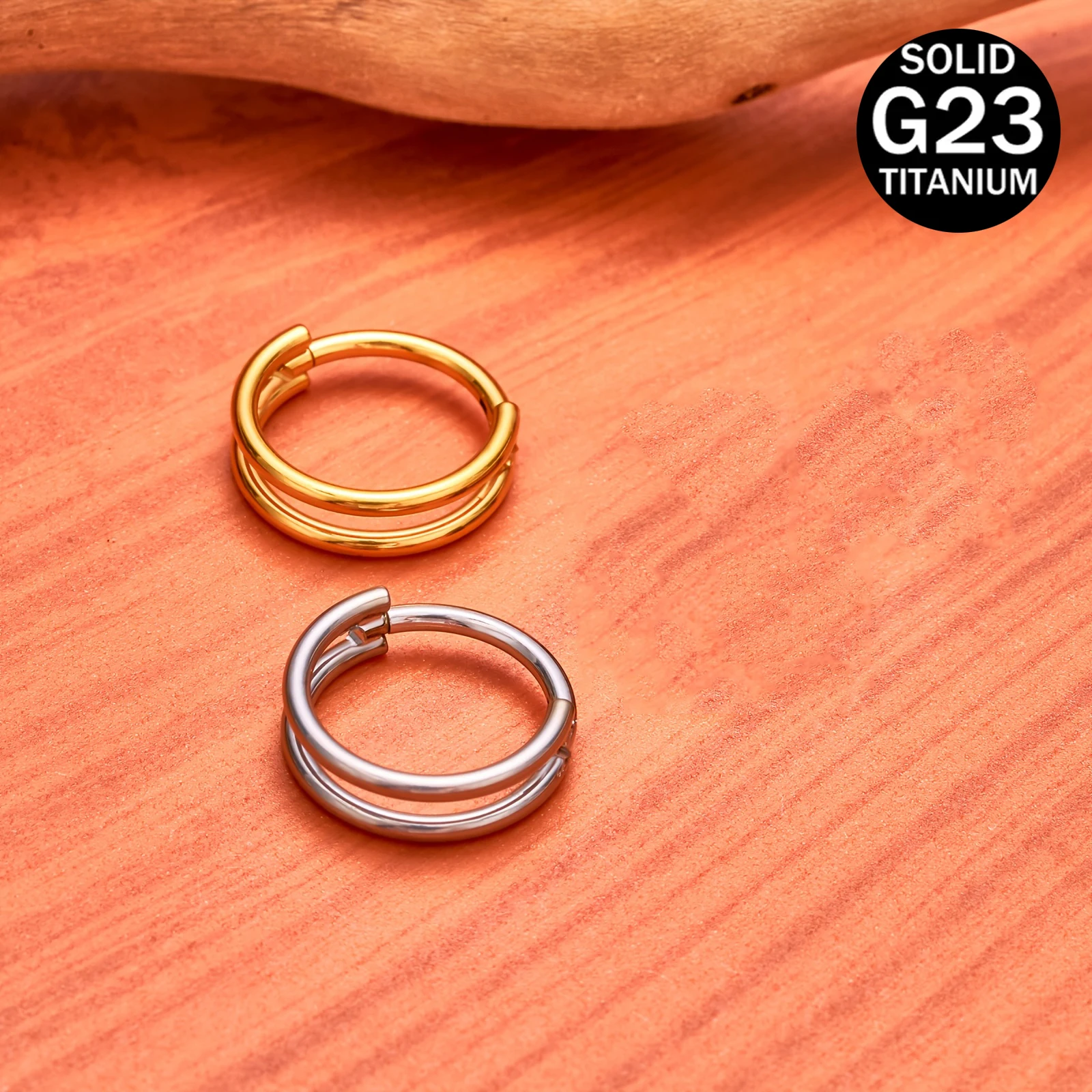 Titanium Seamless Ring Three/Double Ring Multi-Style Suitable for Nose Ring Ear Bone Ring Piercing Jewelry Men and Women Punk