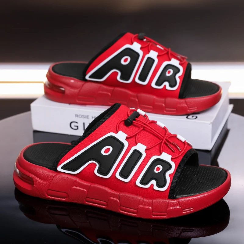 

Красные модные мужские тапочки, большие размеры 39-46, воздушная обувь на платформе, мужские тапочки, уличные пляжные тапочки для мужчин, шлепанцы chanclas de hombre