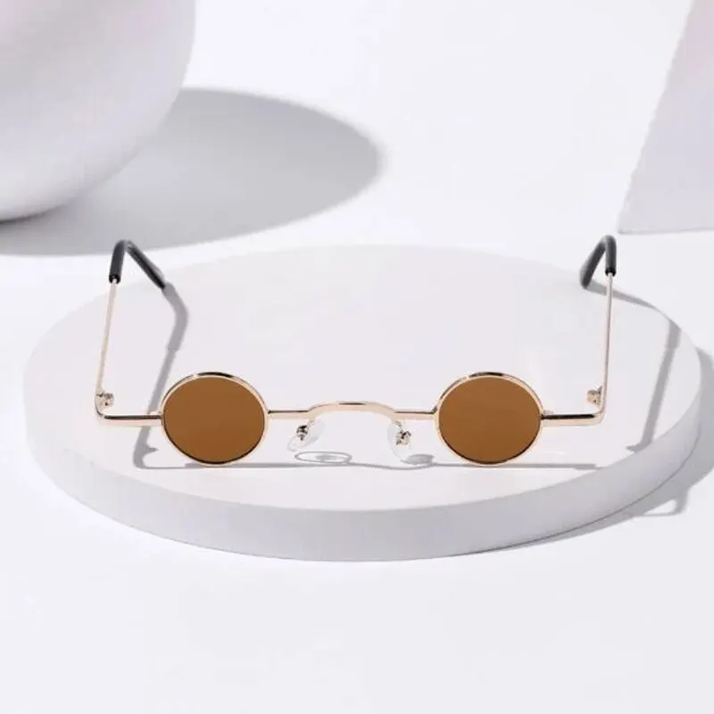 Vintage Rock Punk Man Sunglasses Classic Small Round Sunglasses Women Wide Bridge Metal Frame Black Lens Driving Eyewear