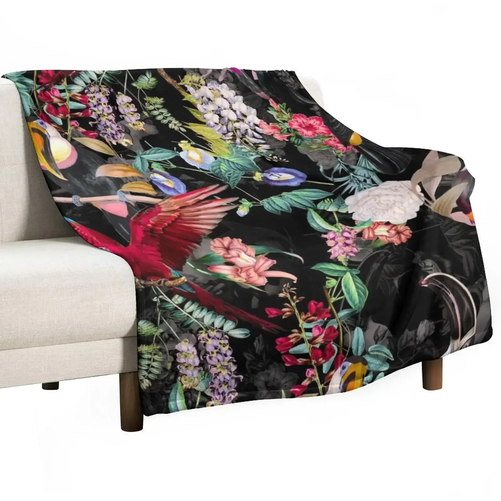

Floral and Birds IX Throw Blanket Picnic Softest Decorative Sofa Blankets