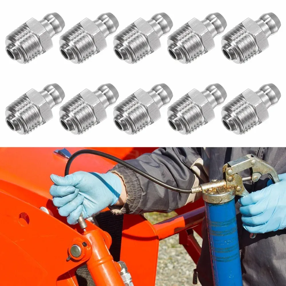 10/20 Pcs Metric Hydraulic Grease Nozzle Fitting M6/M8 Thread 45°/90°/180° Angle Straight Grease Nipples Connector Accessories