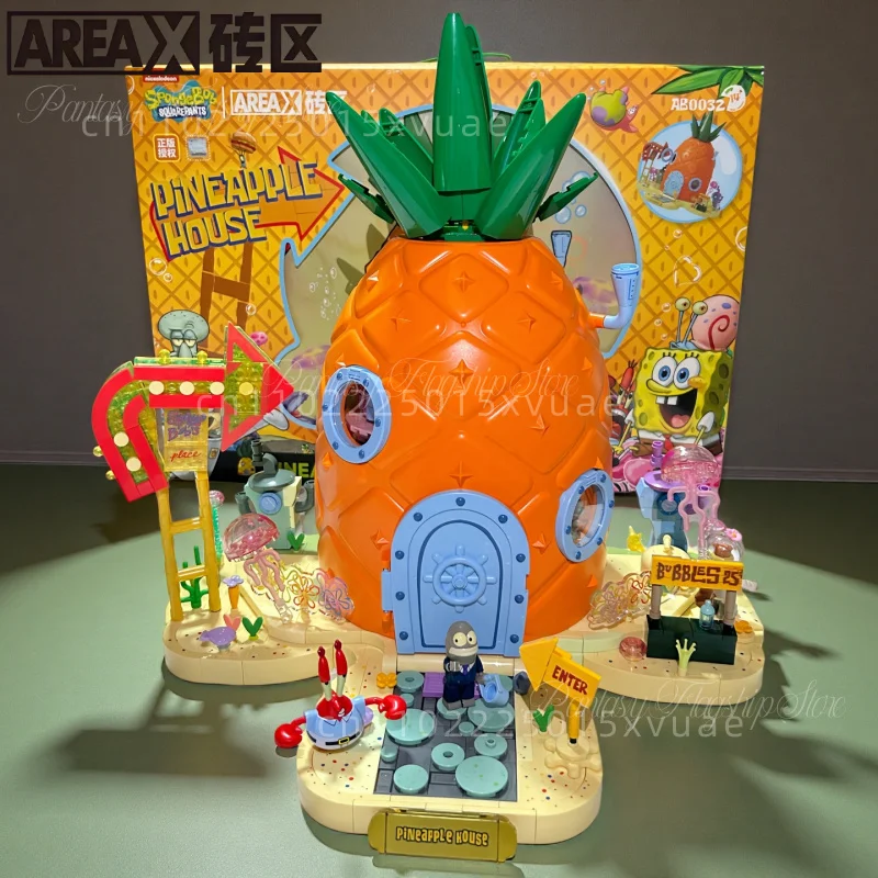 AREAX SpongeBob SquarePants Pineapple House Building Street Scene Party Children's Puzzle Toy Model Assembly Building Block Gift