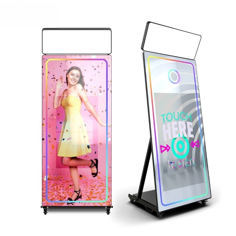Interactive Self-service Magic Mirror Photo Booth With Printer and Camera 10-point Touch Photo Booth