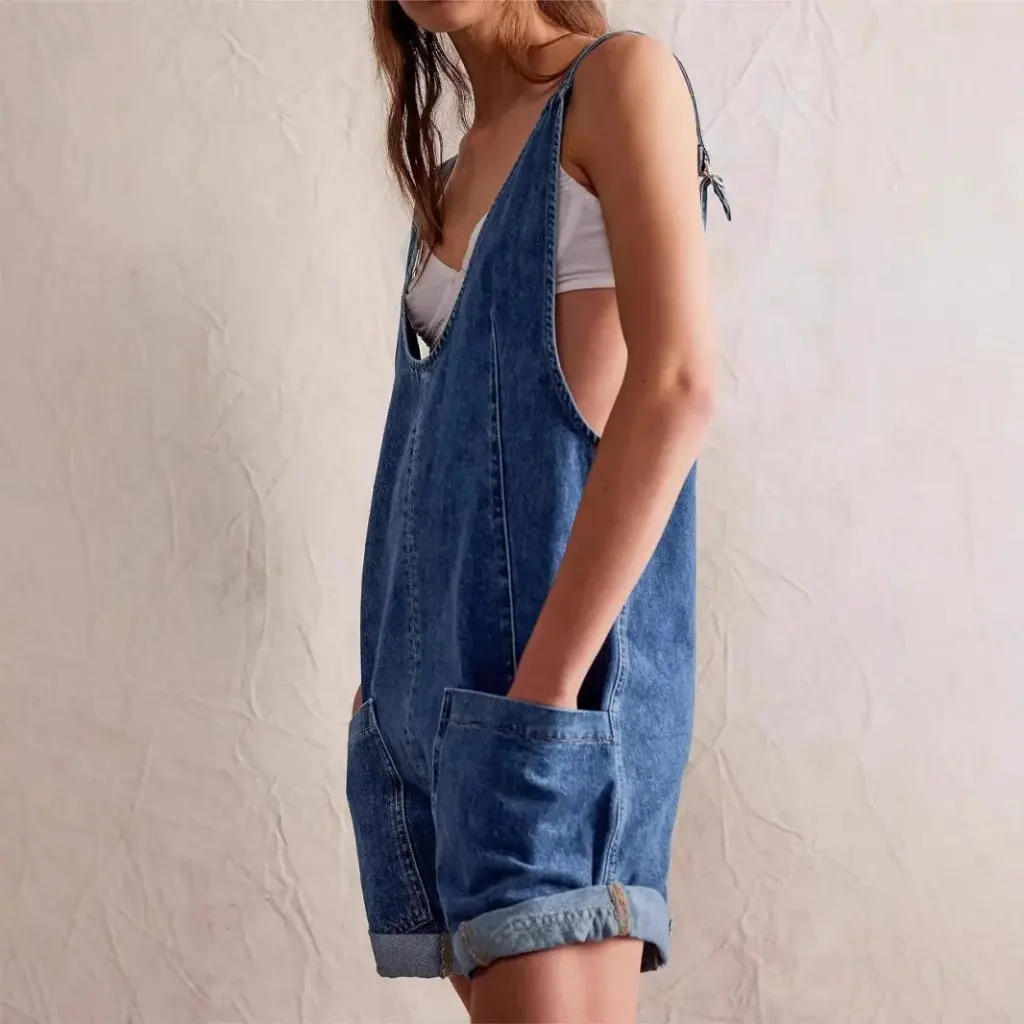 

Women's Summer Loose Jumpsuit Denim Suspenders Shorts European And American Style Clothing