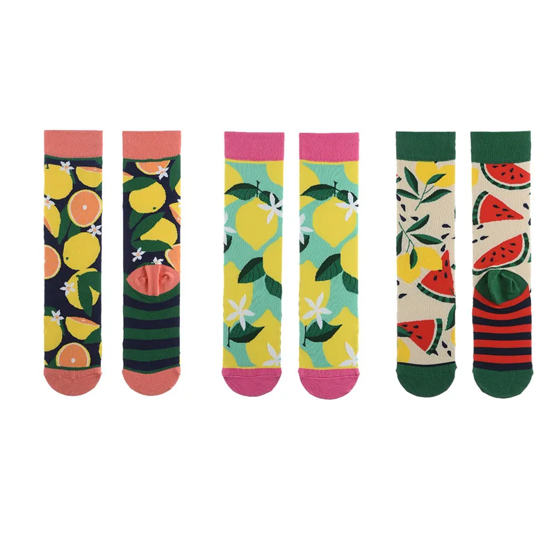 Chaussettes en coton pour femmes, tendance, haute qualité, motifs plantes, cactus, graffiti, tendance