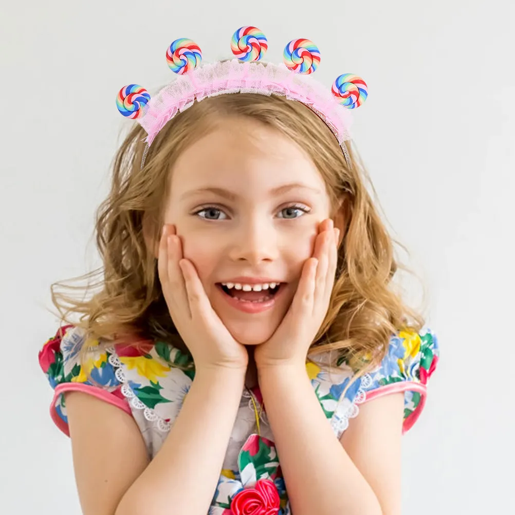 

Набор из 4 розовых повязок на голову в виде леденцов для детей, милые мультяшные аксессуары для волос, повязки для девочек на день рождения, для принцесс, для парка развлечений