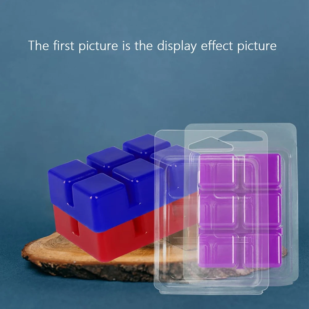 AB33-100 Packs Wax Melt Clamshells Molds, Clear Empty Plastic Square Tray For Wax Tarts Candles