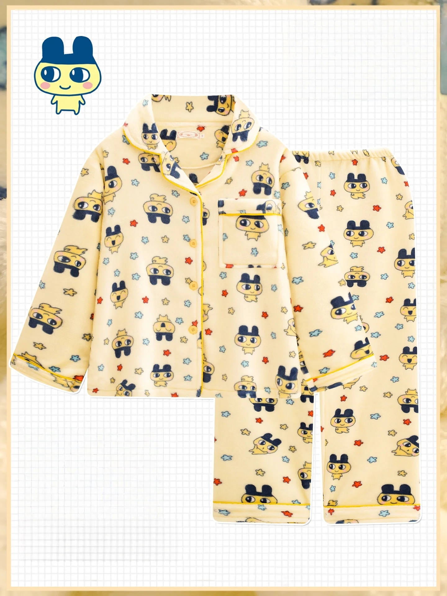 

Cartoon Tamagotchi Plush Pajamas Warm and Comfortable Home Clothes Autumn and Winter Wearable Pajamas Christmas Gift for Friends