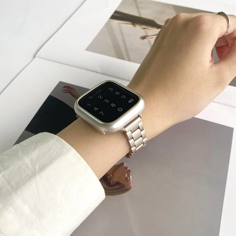 Thin stainless steel metal wristband strap suitable for Apple Watch series 987654321, compatible with IWatch 38/40/41/42/44/45mm