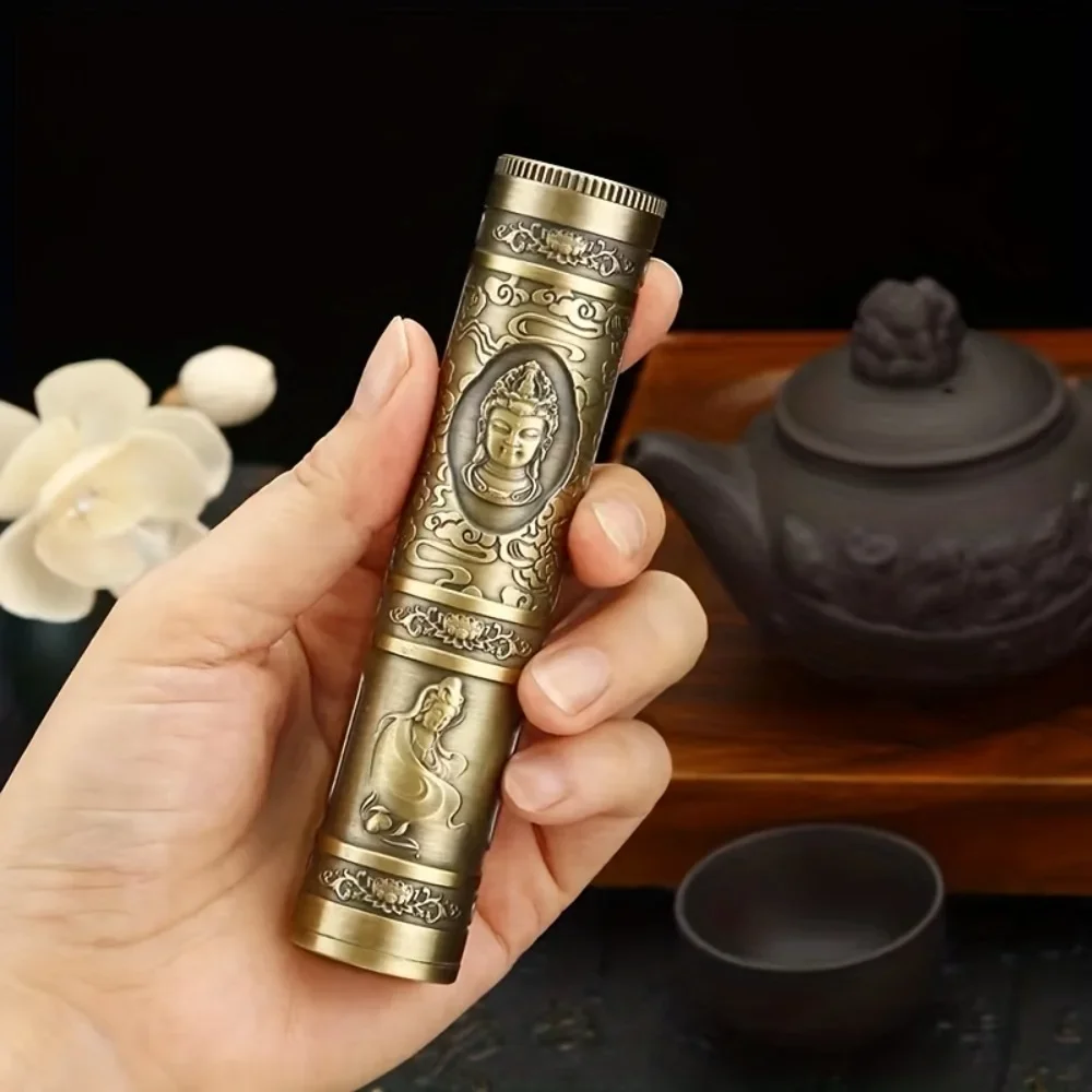 Portable Airtight Waterproof Metal Cigarette Case Buddha Dragon Skull Embossed Cigarette Storage Box Smoking Accessories Gift