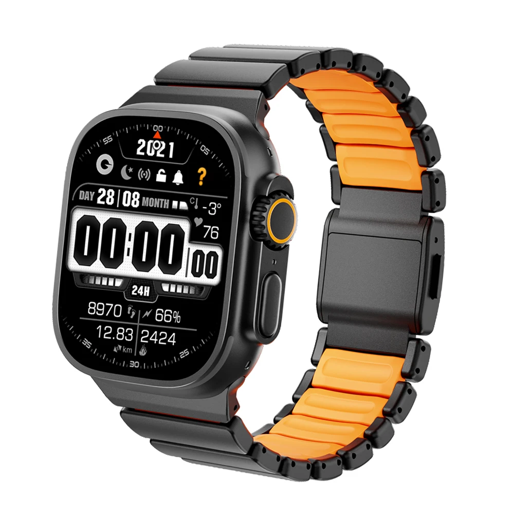 

Титановый ремешок для Apple Watch Ultra 2025 49 мм Серия 11 10 46 мм 45 44 мм Резиновый ремешок для часов Роскошный магнитный ремешок Iwatch 9 8 6 SE