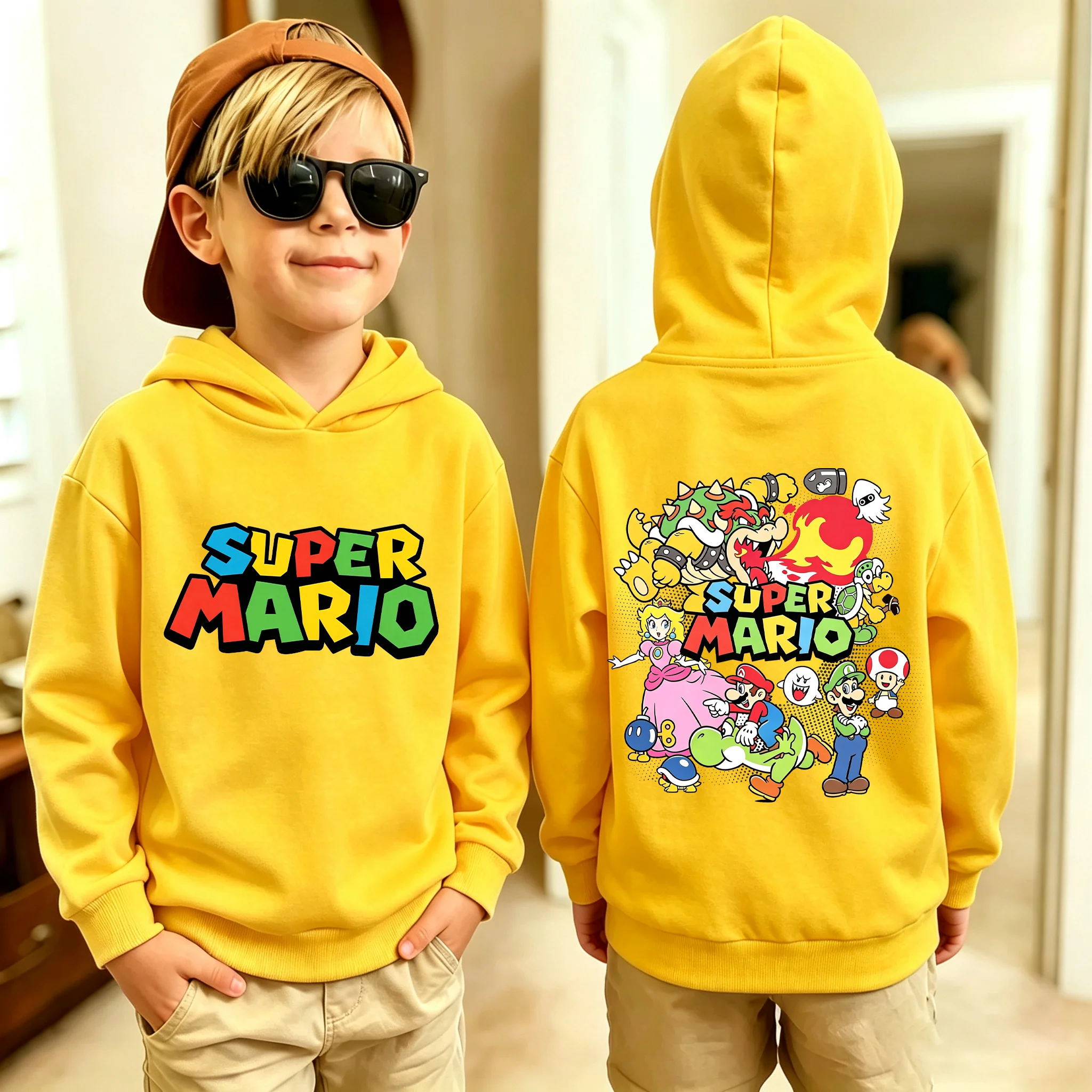 2026 New Cute Autumn/ Winter Hoodies for Boys and Girls, Yoshi/LUIGI Printed Hoodies for Fashionable Role-playing, Fan Gift Tops