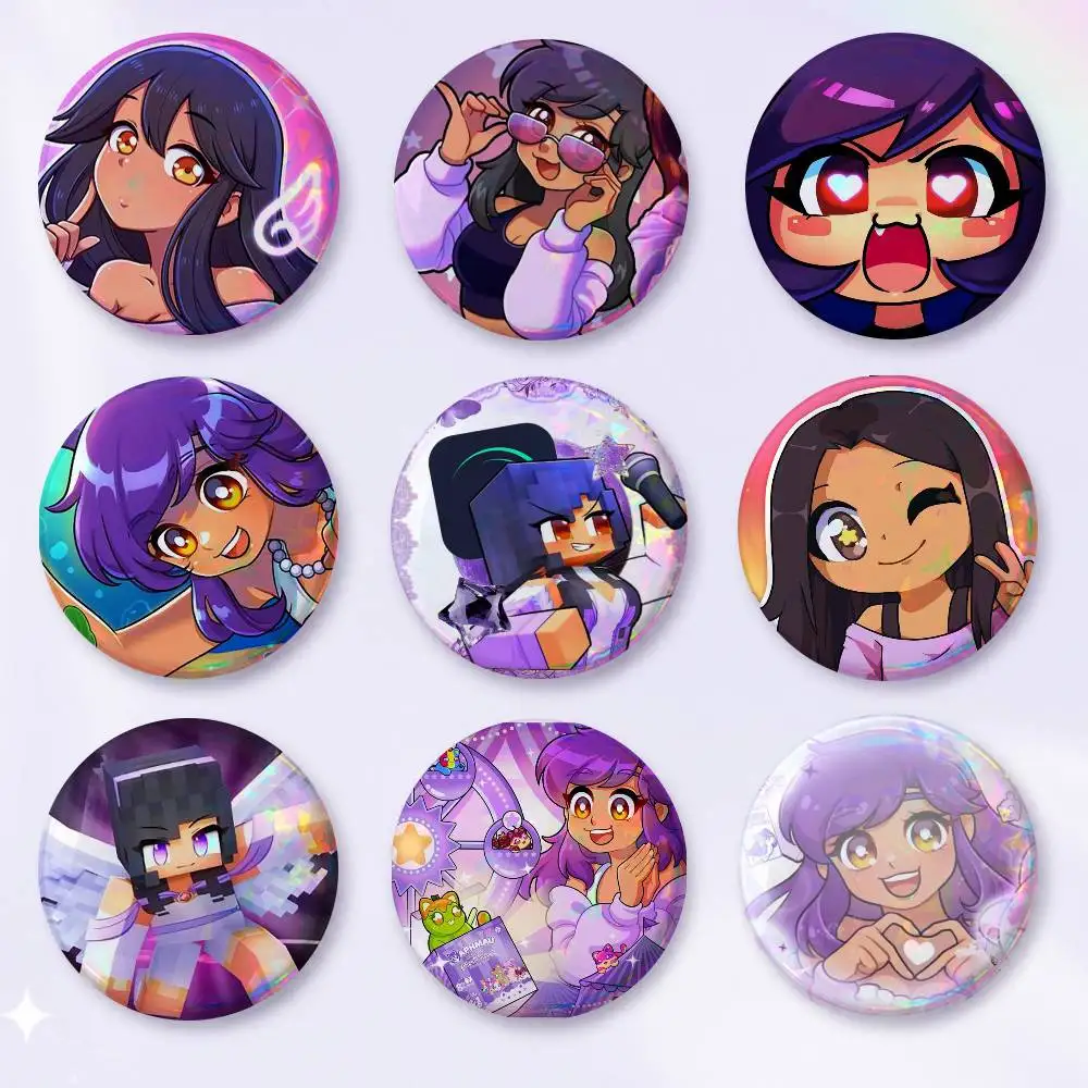 A-Aphmau-s Cartoon Round Brooches On Backpack Jacket Acrylic Button Pins Collection Gifts