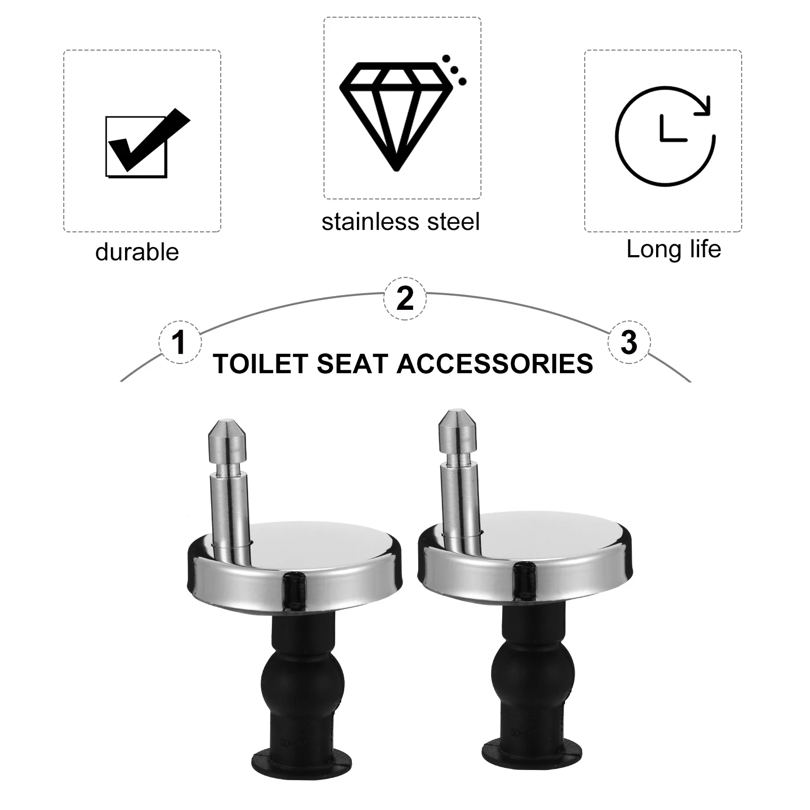 2Pcs Toilet Hinges Suitable Most Standard Seats Easy Alternative Entire Seat Fittings Toilet Seat Hinge Quick Release Hinge