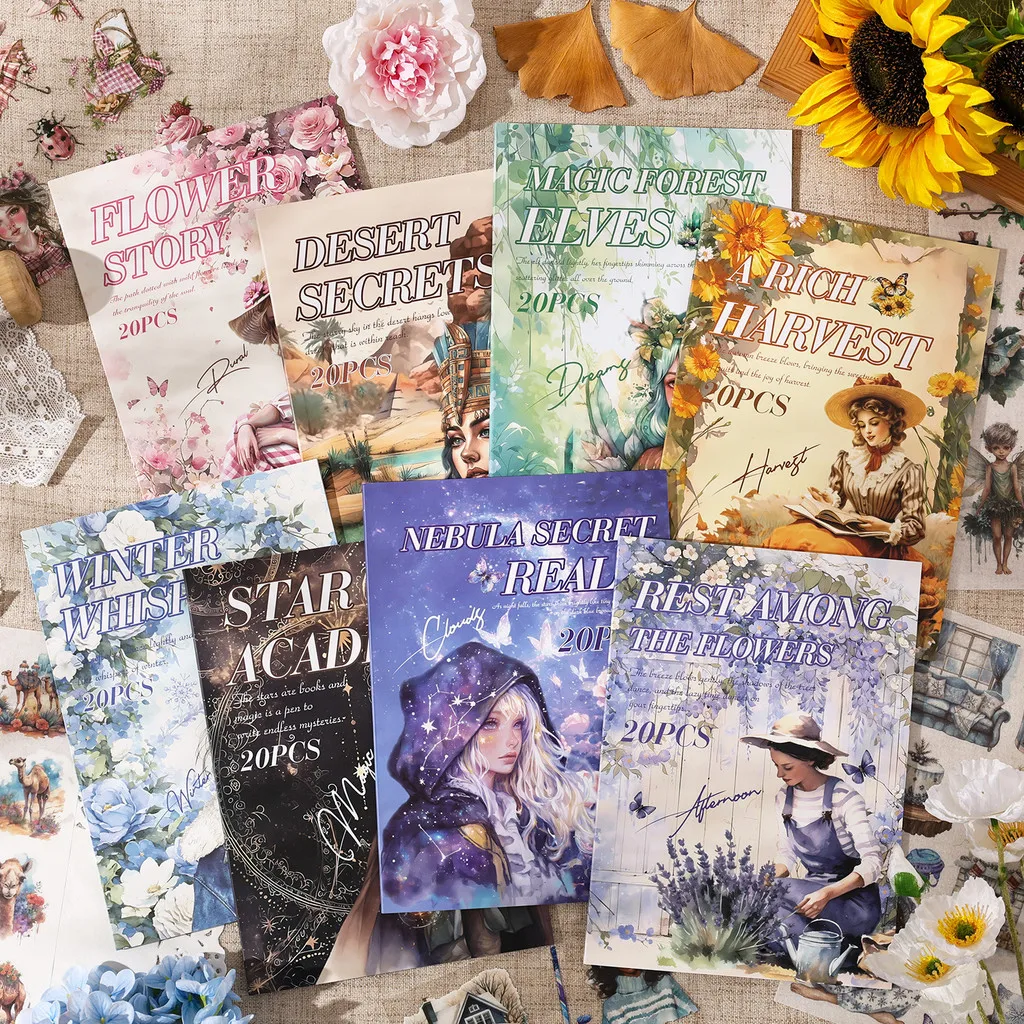 

Journamm 20sheets Decoration Stickers PET and Washi Paper Stickers Decorative Stickers for Scrapbooking junk journal supplies