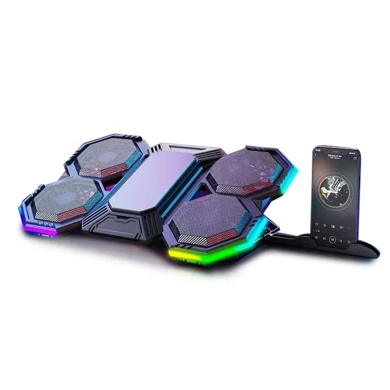 External Cooler Foldable Adjustable Ergonomic Best Selling Laptop Stand with Cell Phone Stand Cooling Fan