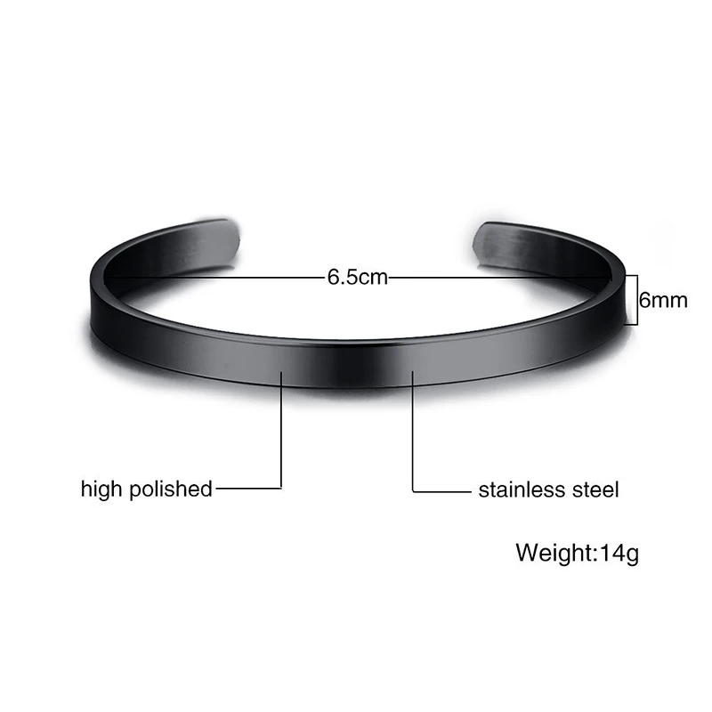 MKENDN 4 Colors Minimalist Glossy Bracelet for Women Men Charm Stainless Steel Open Cuff Bangles Adjustable Fashion Jewelry Gift