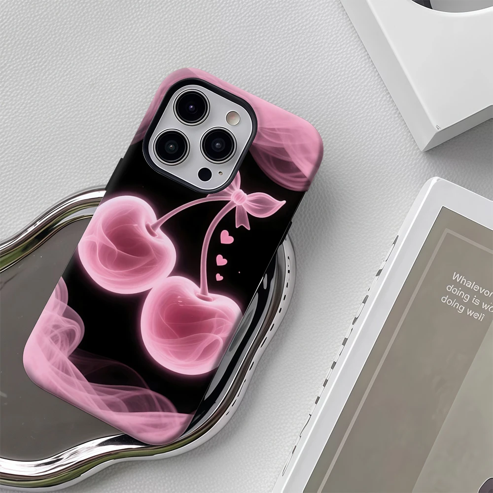 حافظة لهاتف آيفون 17 من Pink Cherry Dream لهاتف آيفون 17 16 15 14 13 12 11 Pro Max Plus غطاء خلفي مزدوج الطبقة #6