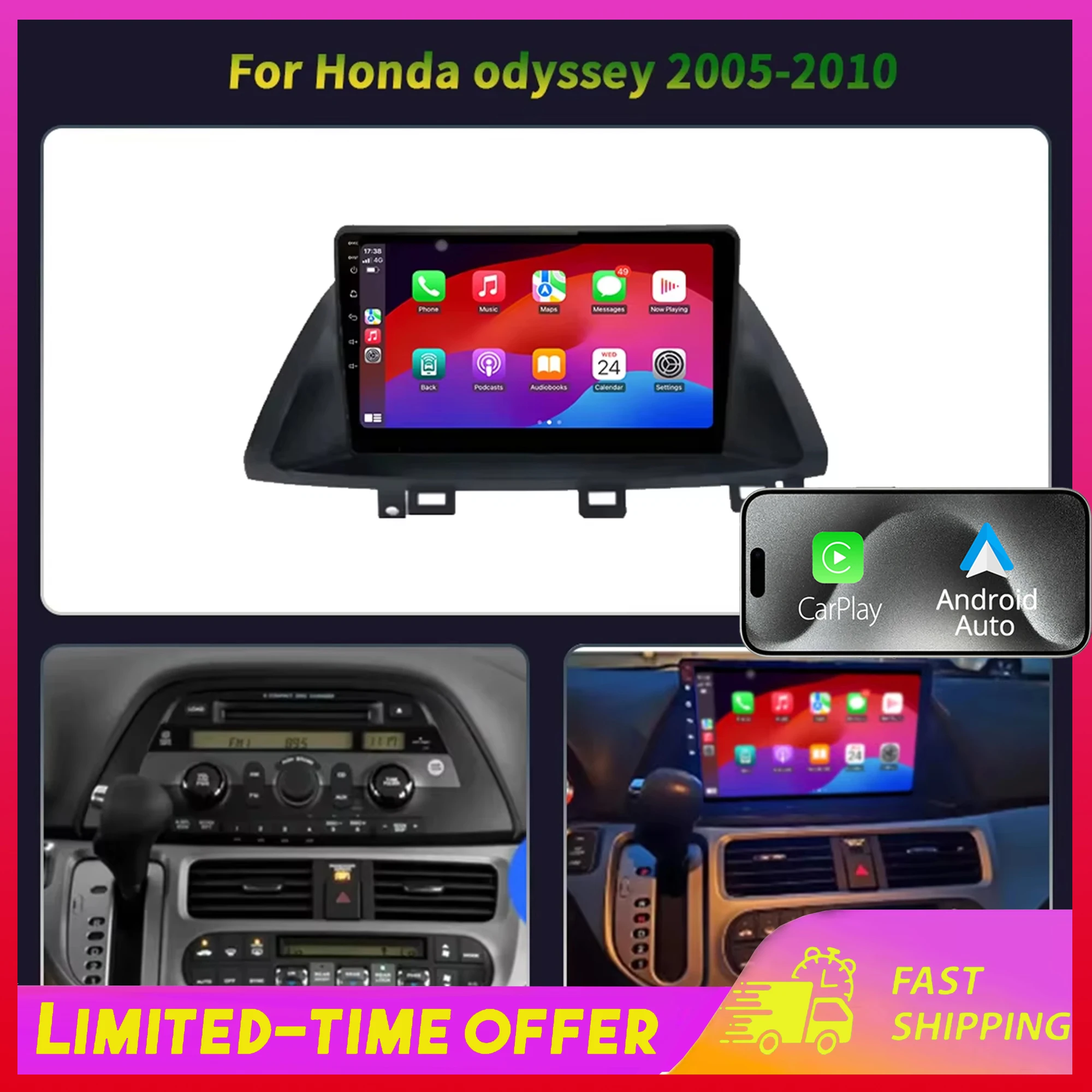 

Автомагнитола Android 15 с Carplay для Honda Odyssey 2005-2010: Мультимедийный видеоплеер, GPS-навигация, Wi-Fi, интеллектуальные функции