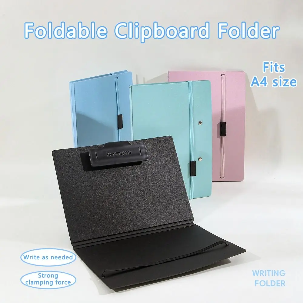 1 pièce Porte-documents A5 en PP imperméable, couleur Morandi, pliable, avec sangle élastique, pour étudiants