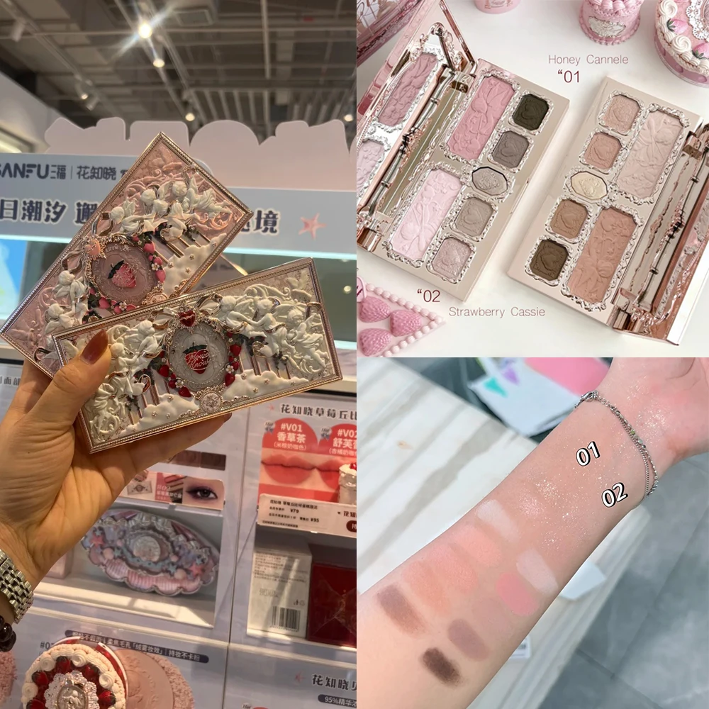 Flower Knows Stay Sweet 8-delige make-upset voor het hele gezicht Oogschaduw Blush Contour Lipcrème Hydraterende zachte matte pigment Glowy Kit