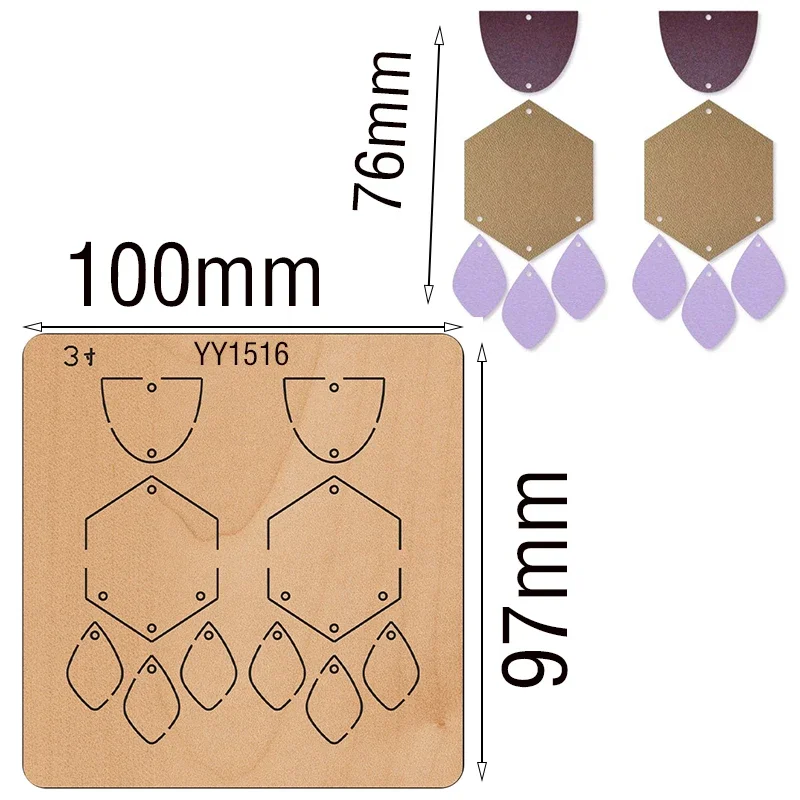 Earring cutter mold wood mold YY1517 is suitable for the market general manual knife die