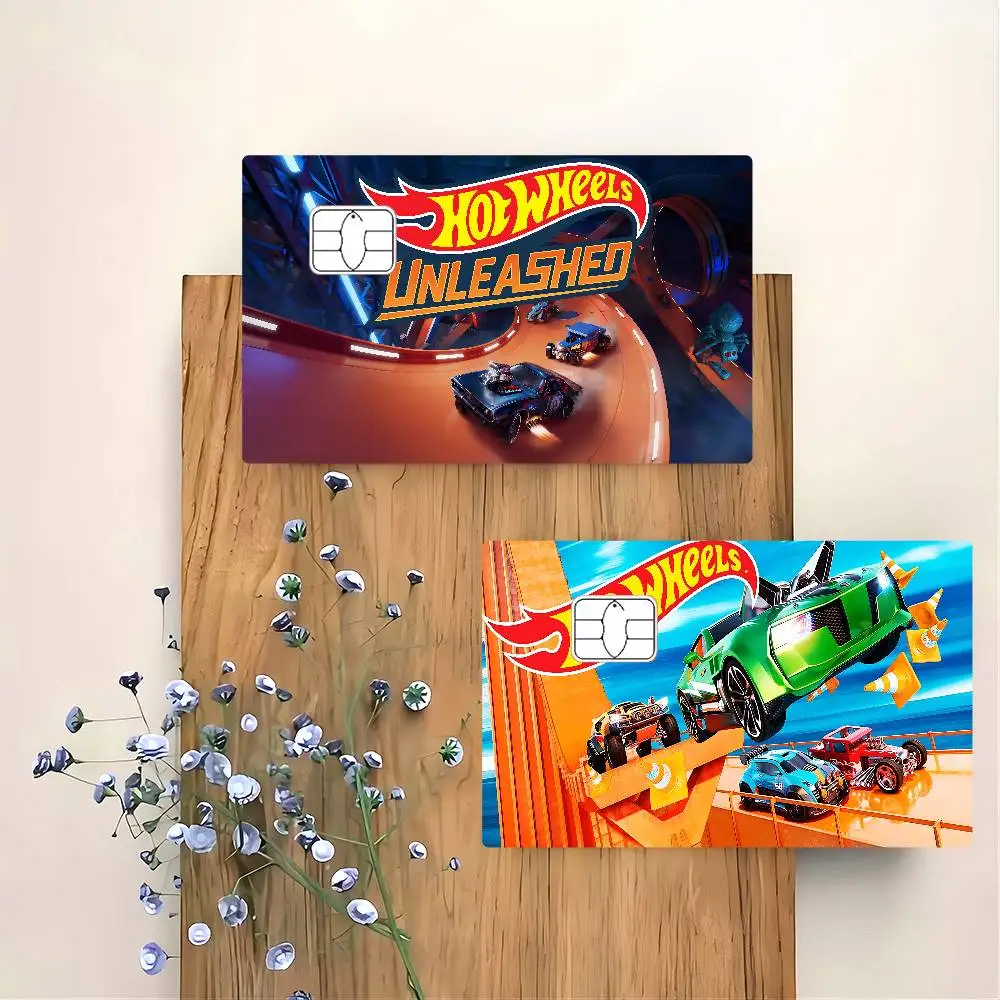 حار W-Wheels-T-ThemedS أنيمي ملصق فيلم غطاء الجلد لبطاقة الائتمان بطاقة الخصم البنك الأمامية