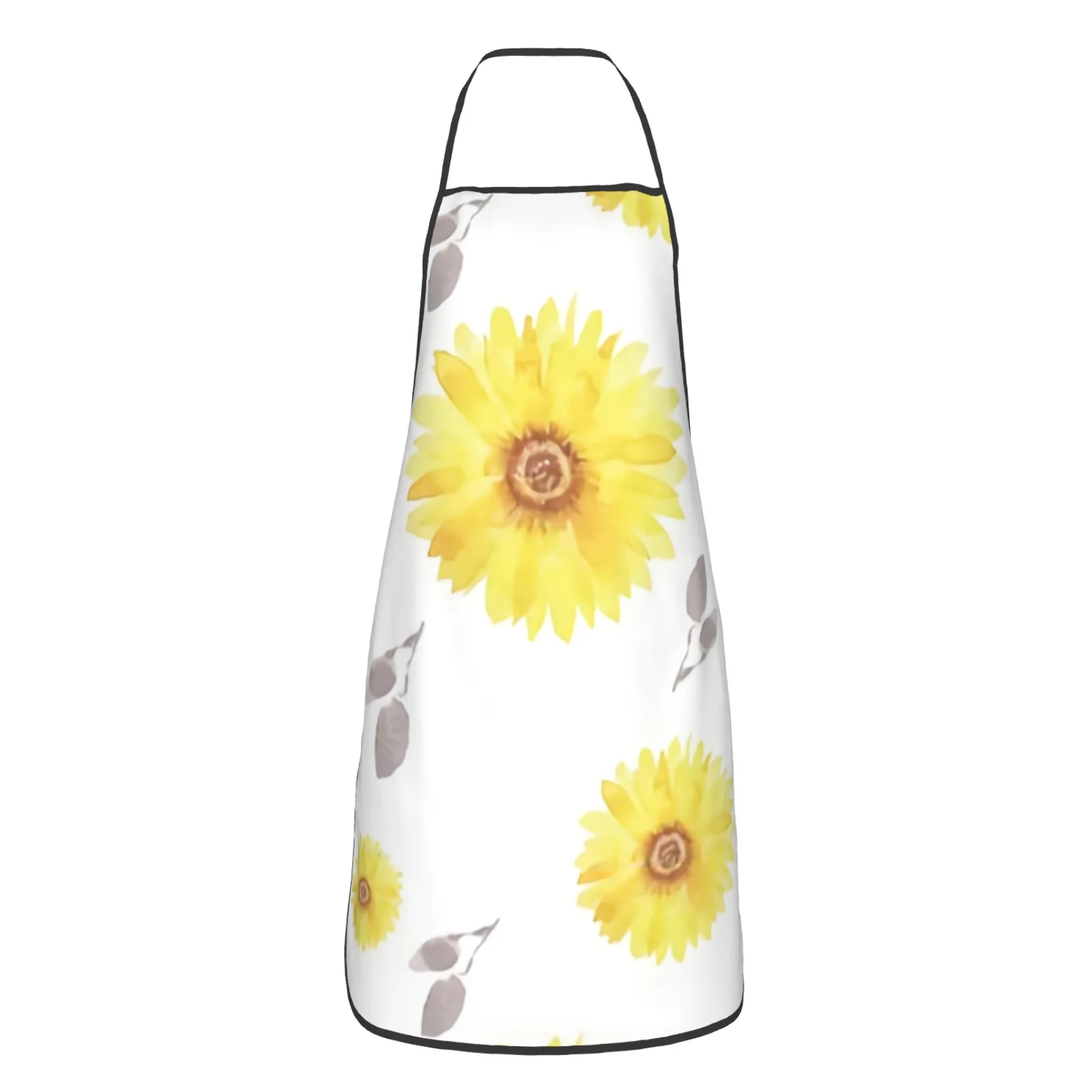 Sunflower Polyester locking hem Apron Home Cooking Baking Kitchen Watercolor Apron Watercolor