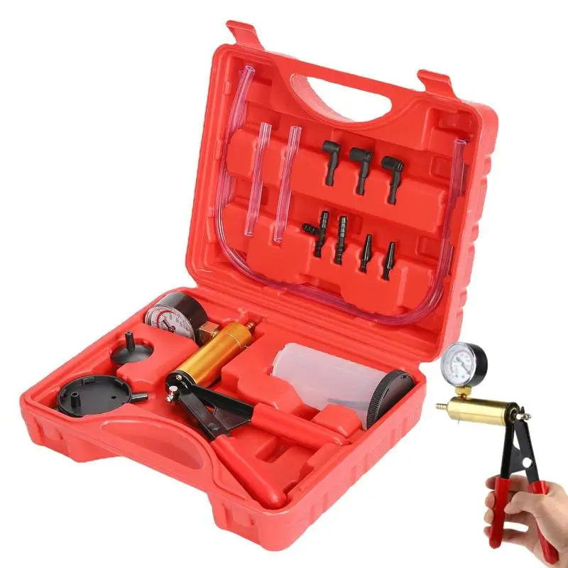 

Multifunctional Hand Held Brake Bleeder Tester Set Carrying Case Vacuum Pump Car Automotive Self Kit Brake Bleeder Screw Adapter