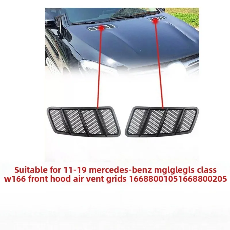 Hood Air Vent Grille Black Direct Replacement OE 1668800105 1668800205 for 2011-2019 Mercedes Benz W166